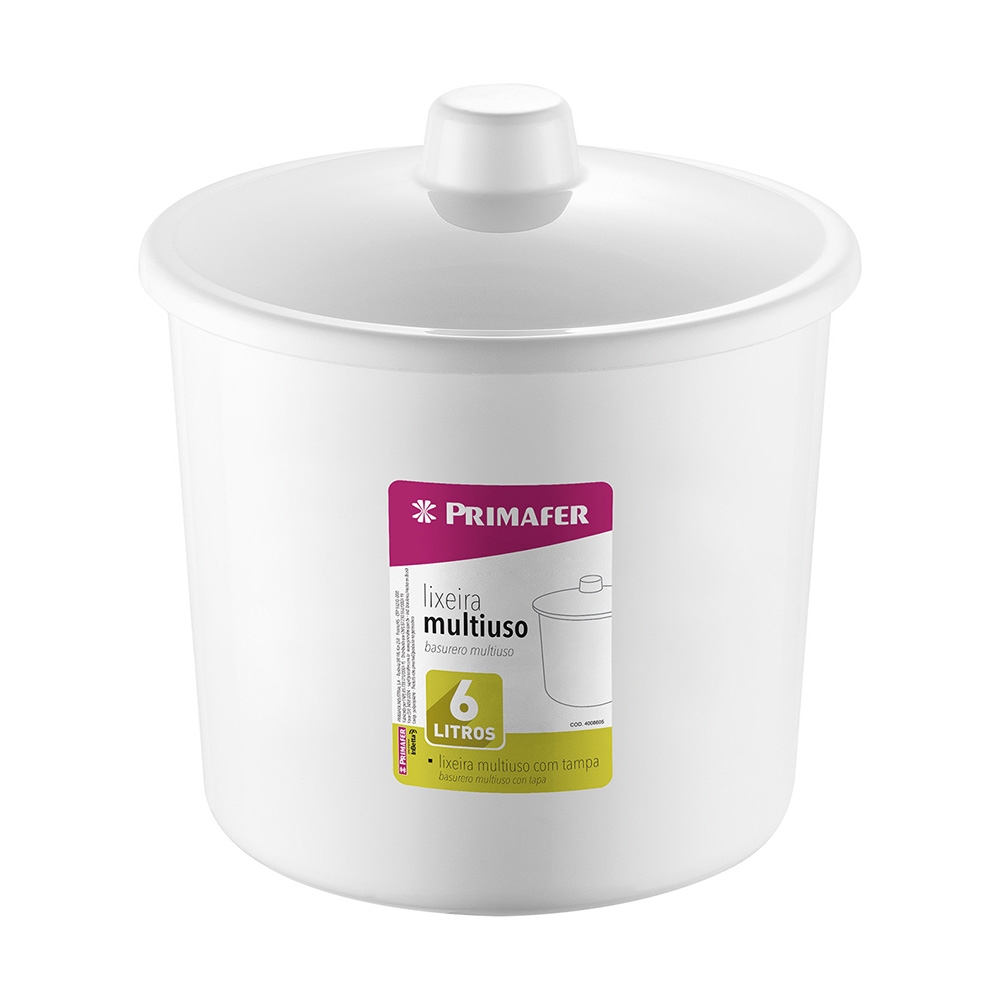 LIXEIRA C/ TAMPA 6L PLASTICO BR