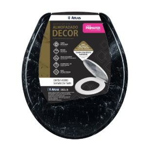 Assento Sanitário Almofadado Decorado Preto