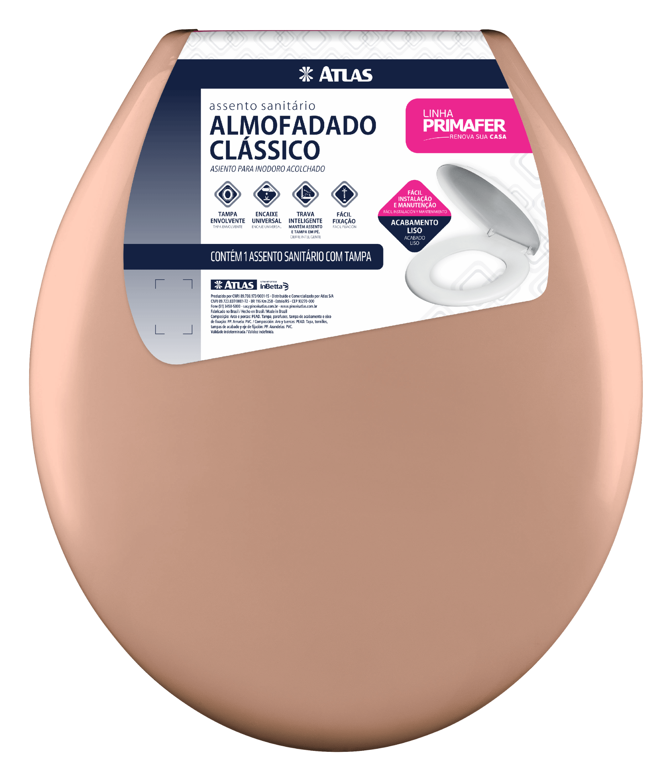 Assento Sanitário Almofadado Clássico - Caramelo